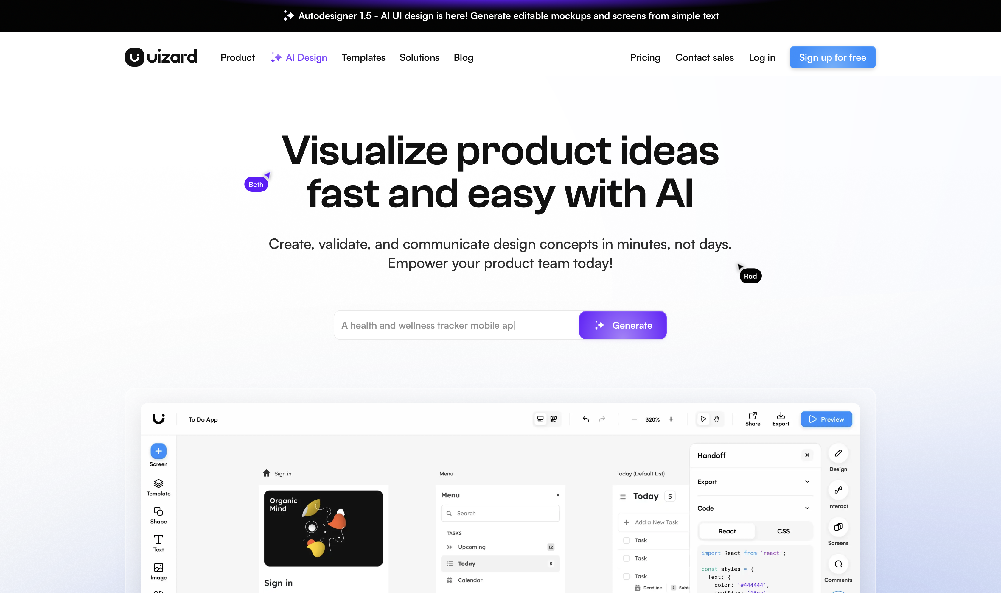 Uizard - AI tools for UX Designers - By Touch4IT